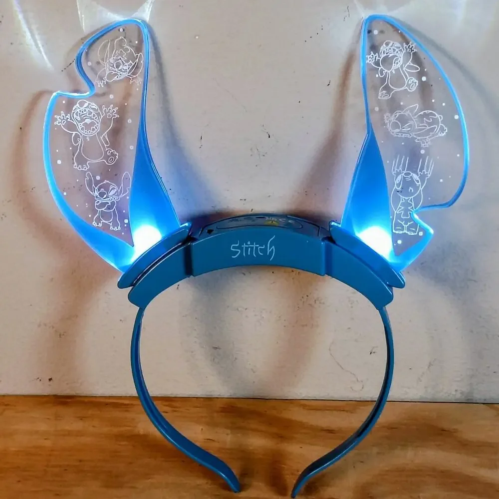 Lilo & Stitch Light Up Ears Headband Blue Clear Acrylic LED Glowing Disney